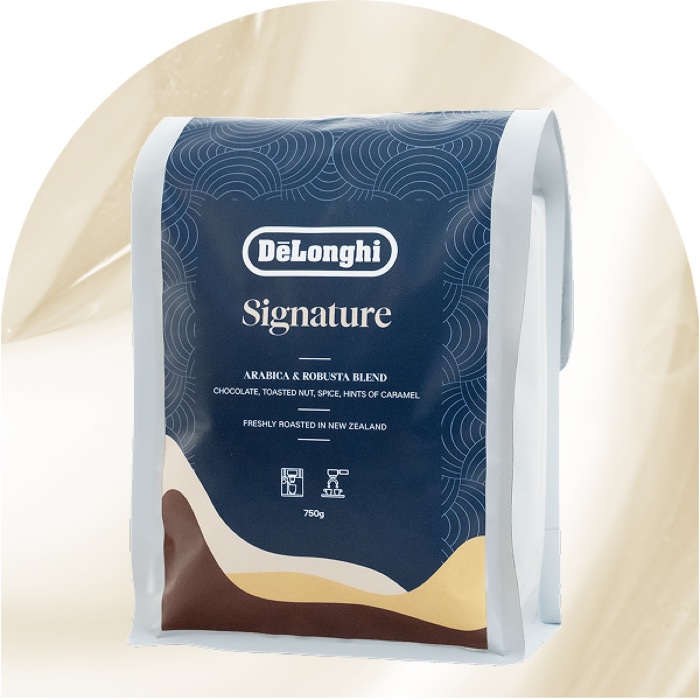 De'Longhi Signature blend coffee beans, freshly roasted in New Zealand